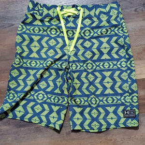 Under armour neon yellow and blue board shorts like new condition